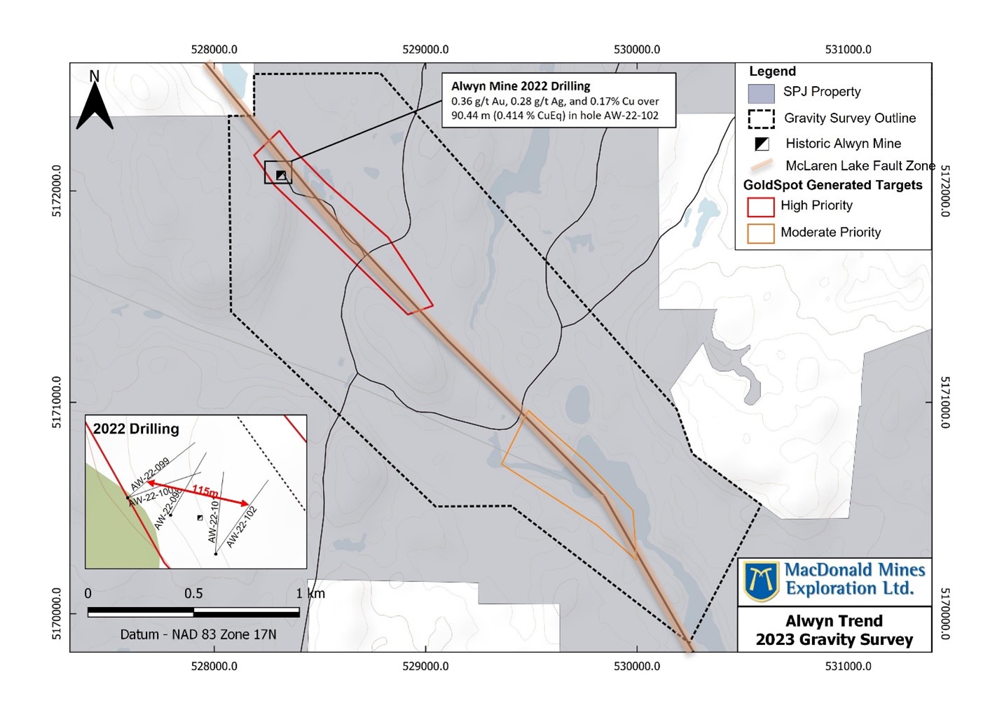 Gravity Survey Outline over Alwyn Trend.