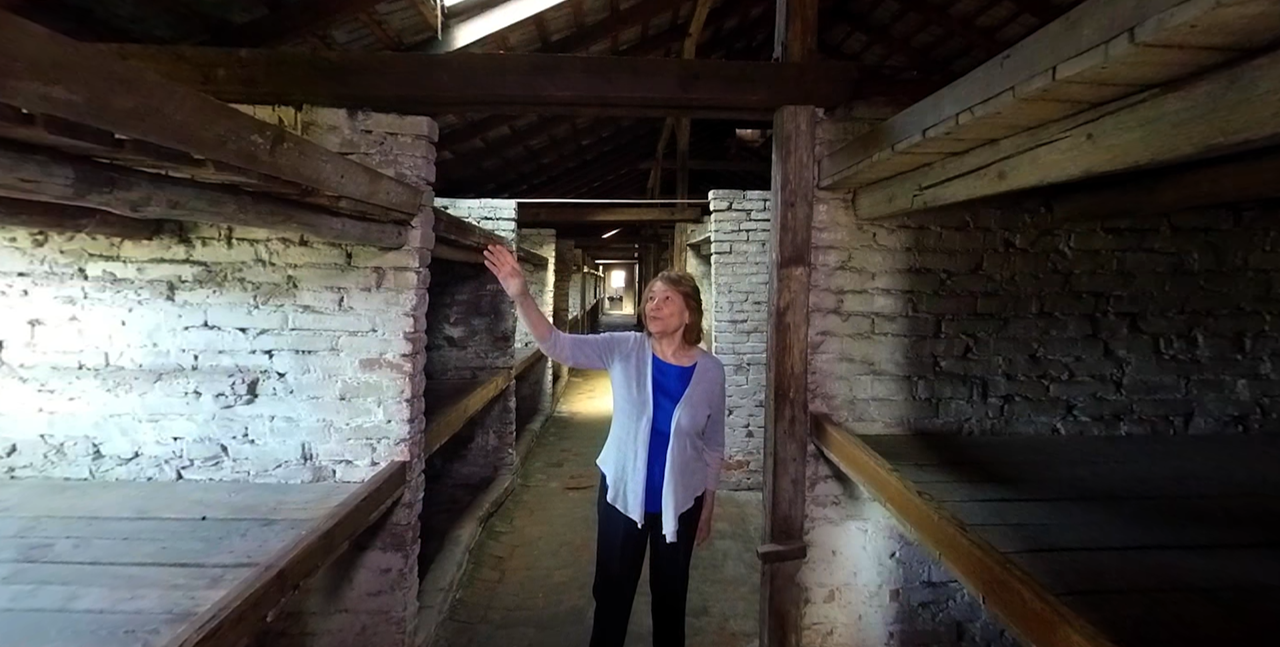 Holocaust Survivor Fritzie Fritzshall in the Women's Barracks at Auschwitz Birkenau