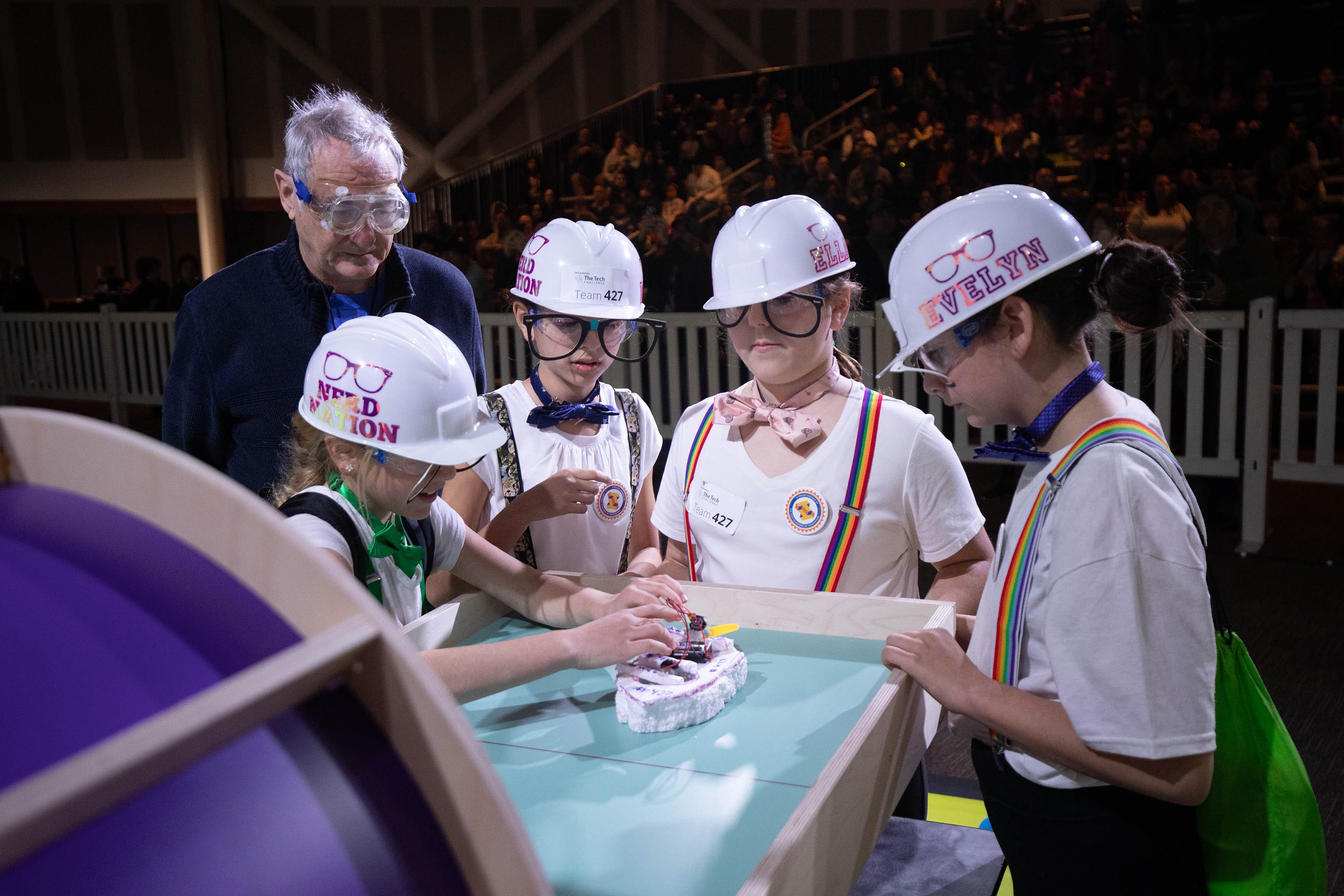 Teams from Grades 4 to 12 built hovercraft that had to navigate three different courses. Nearly 2,000 students from as far away as Vancouver, Canada participated.