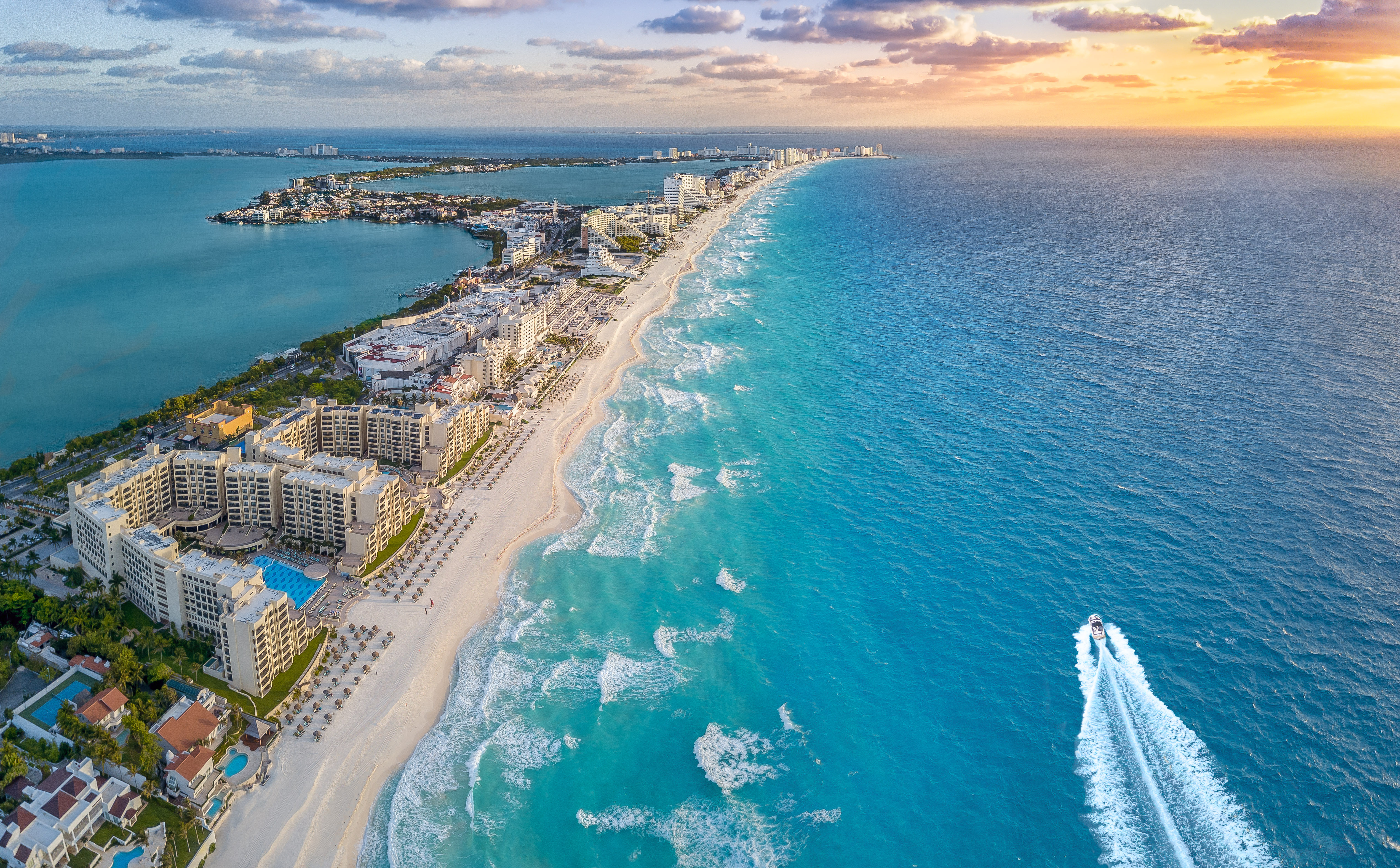 Aerial view of Cancun's coast