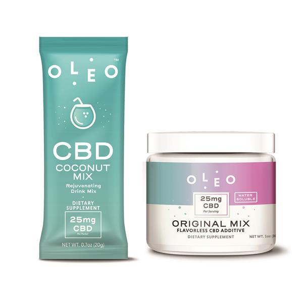 OLEO™ CBD Coconut Mix and flavorless Original Mix, designed for post-workout recovery.