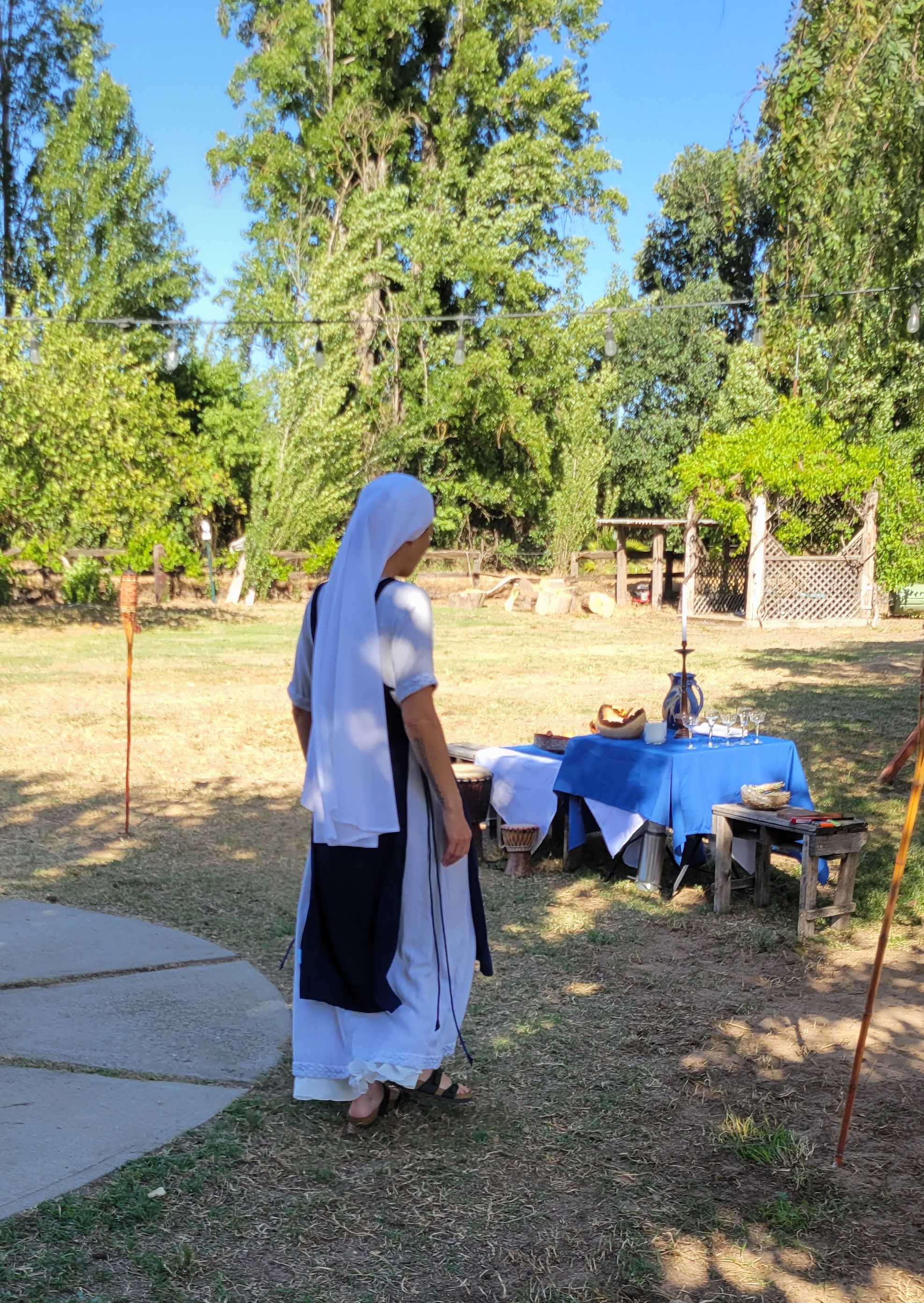 Sister Maria's First Stop is the Altar Set for Evening Ceremony