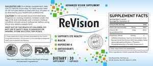 Revision Eye Supplement Reviews - Revision 2.0 Eye Capsules Ingredients Label