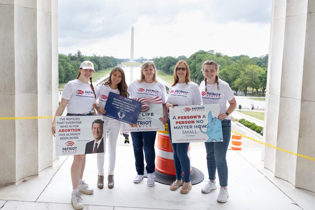 COO Jenny Story with Patriot Mobile employees at the National Celebrate Life Day’s one year anniversary celebration of the Dobbs decision reversal of Roe v. Wade.