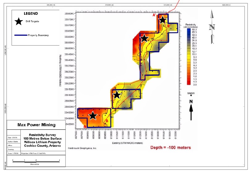 MAX Power Mining Corp_Willcox Playa Drill Targets Map