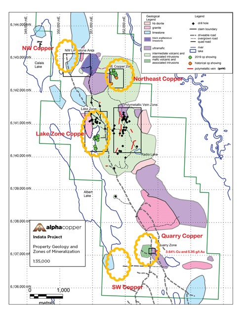 Indata Project Drill Targets 2022. Image via Alpha Copper