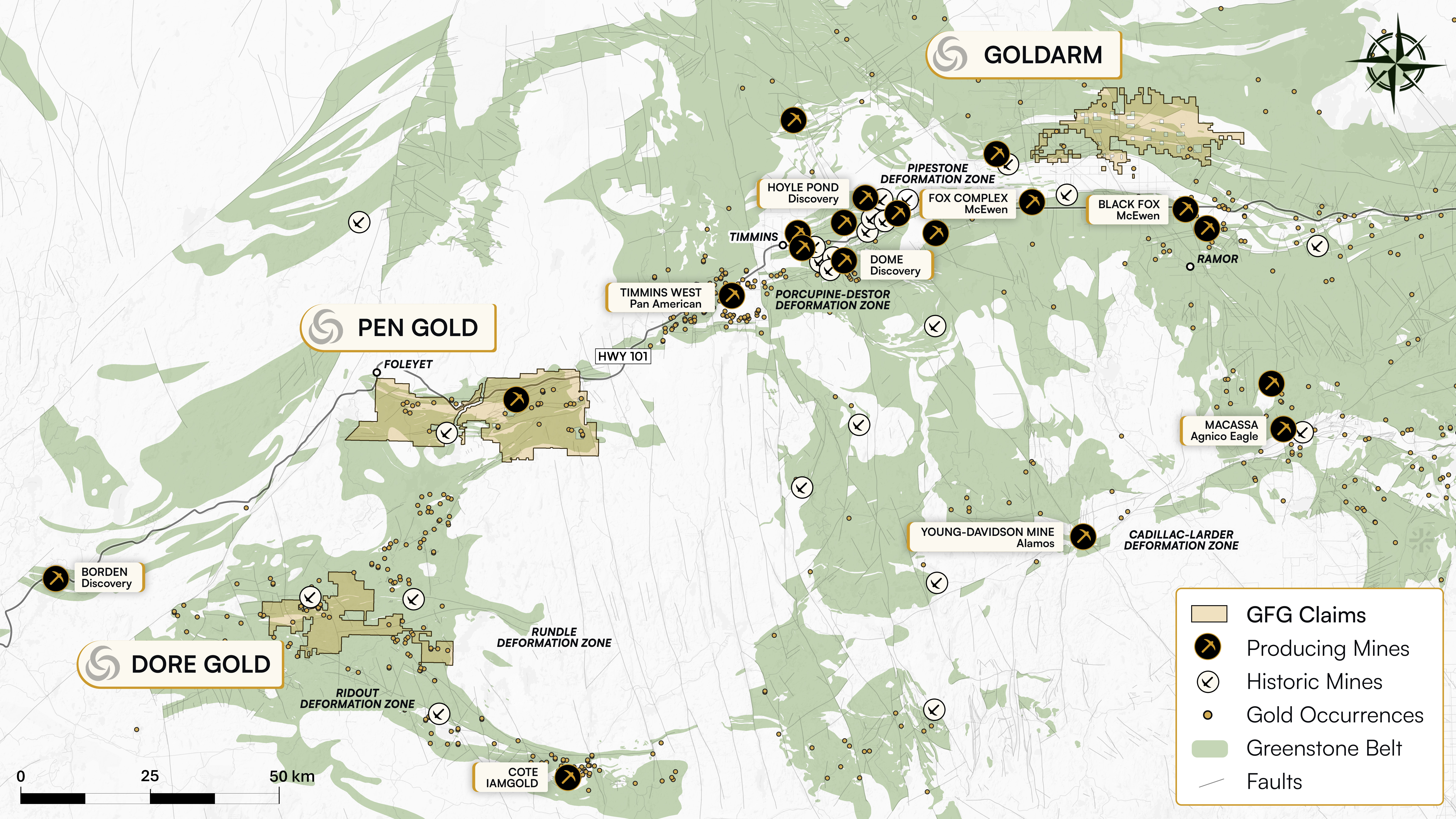 Figure 1: Regional Map of GFG Gold Projects in the Timmins Gold District image