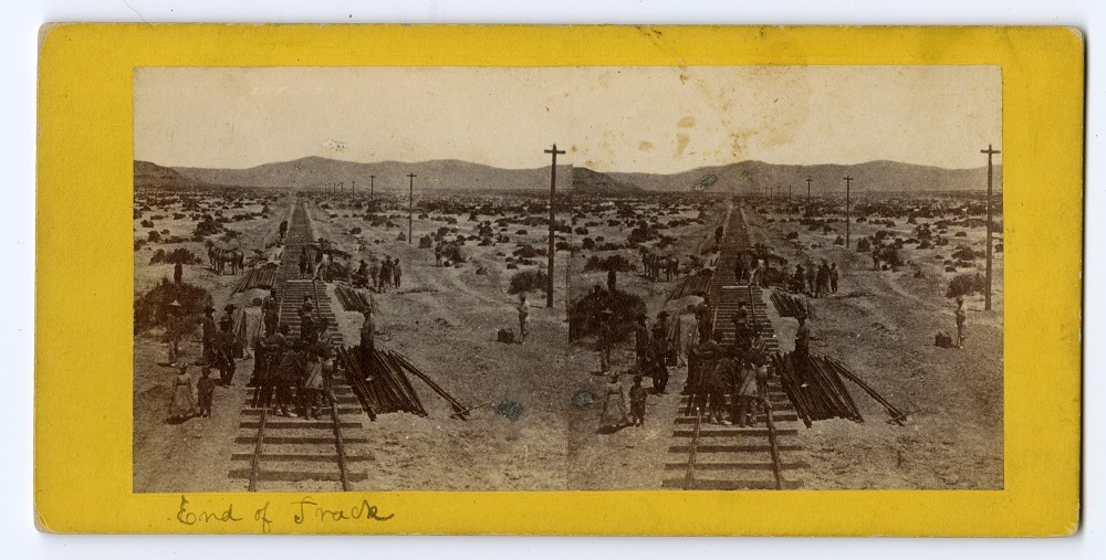 Near Humboldt Lake, Nevada, about 1868
Chinese workers transferring track to an installation handcart

Courtesy of Library of Congress
