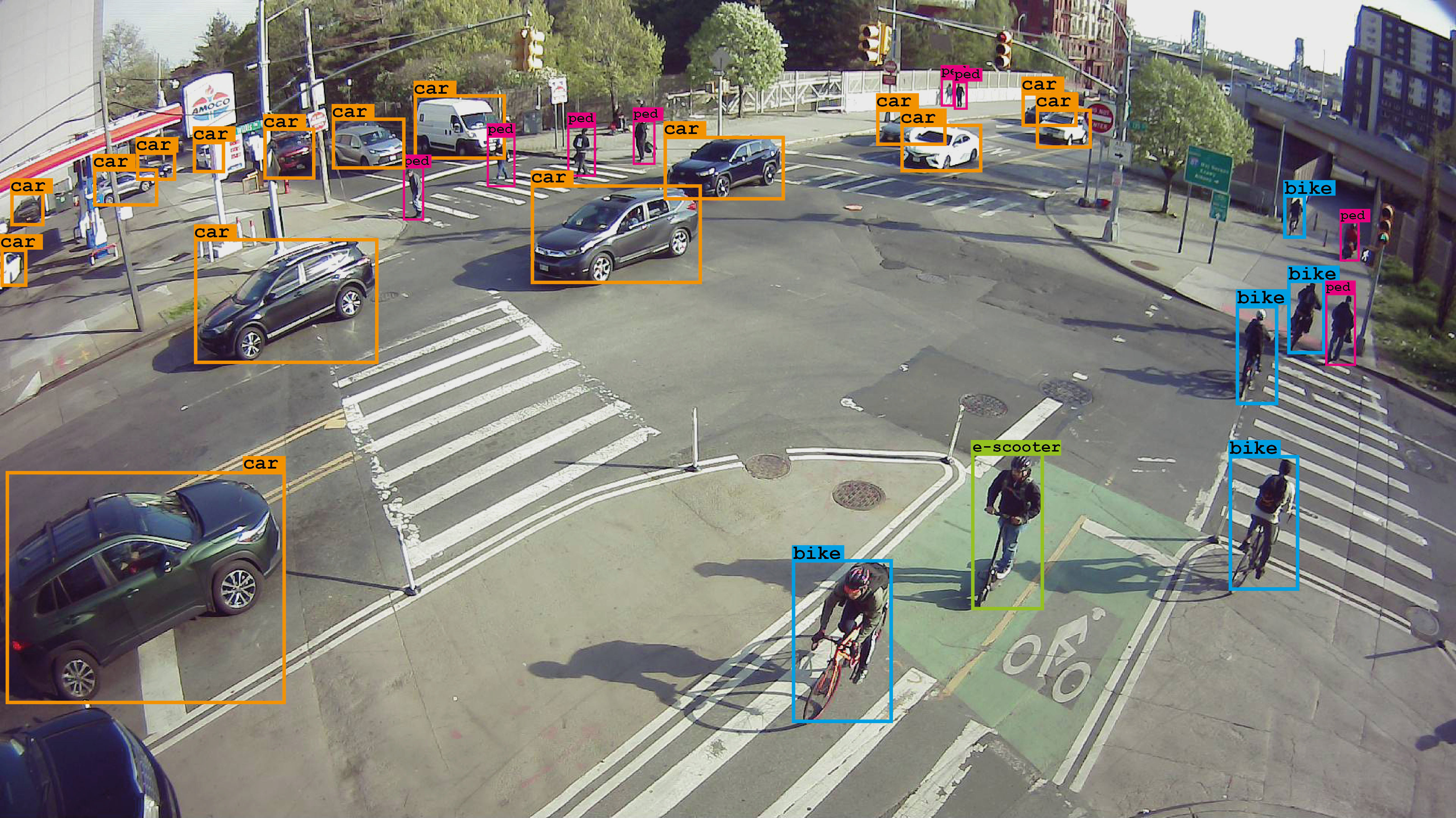 Viva's road sensor classifies different objects such as cars and bikes