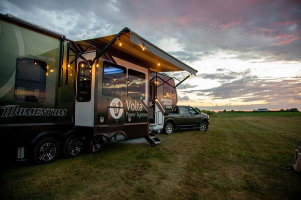 A Volta-Powered Off-Grid Fifth Wheel Trailer, Upfitted from Grand Design