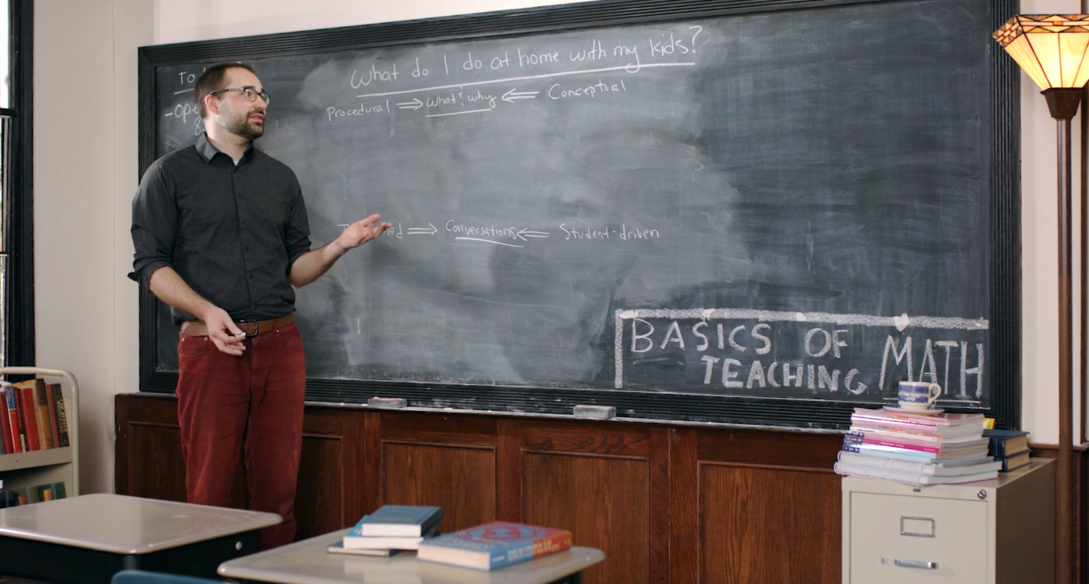 Jon Gregg, Lecturer in Mathematics at Hillsdale College presents his American classical education math lesson during a recent video shoot. 