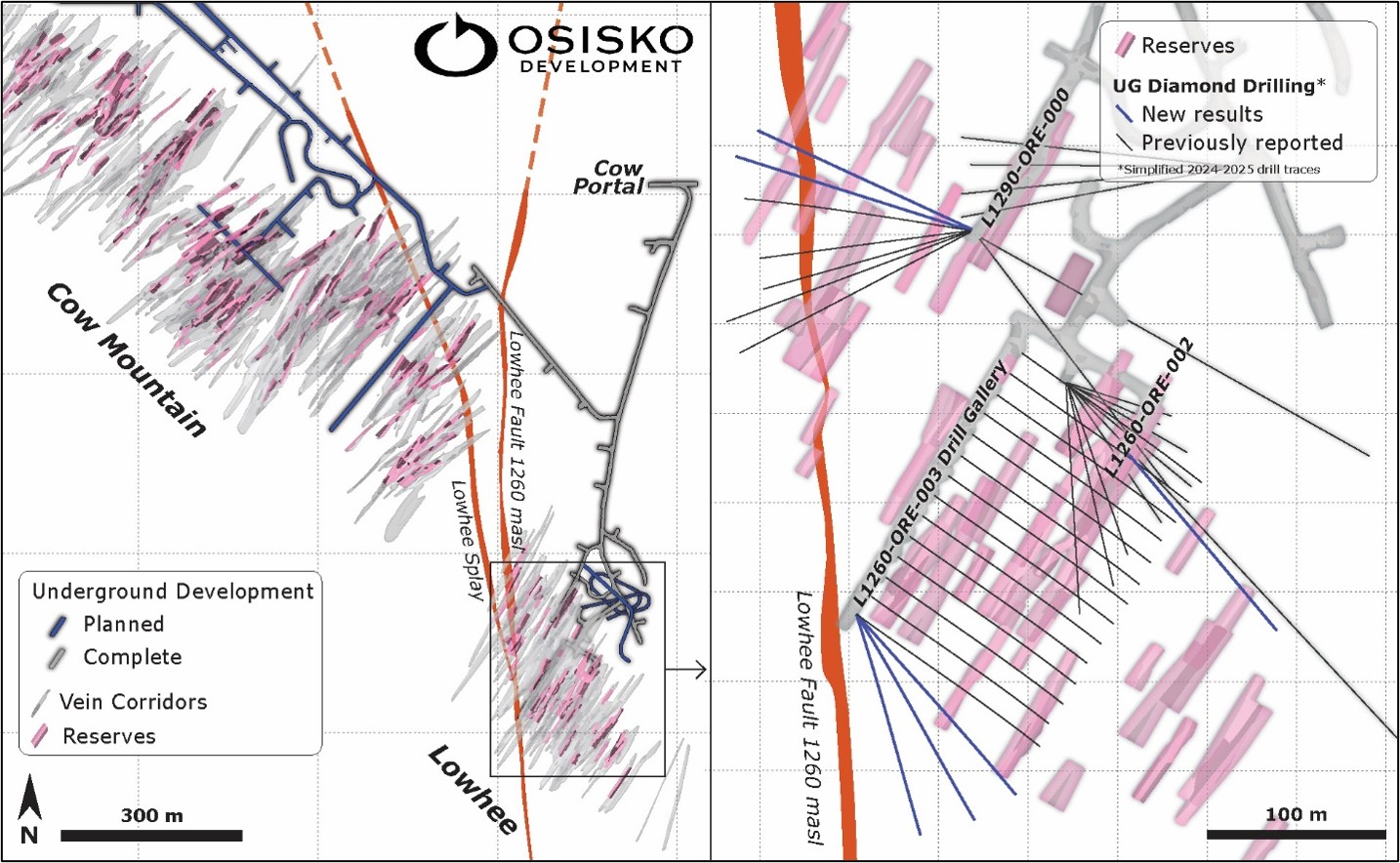 Location and overview of ongoing Lowhee Zone underground definition infill and near mine exploration diamond drilling 