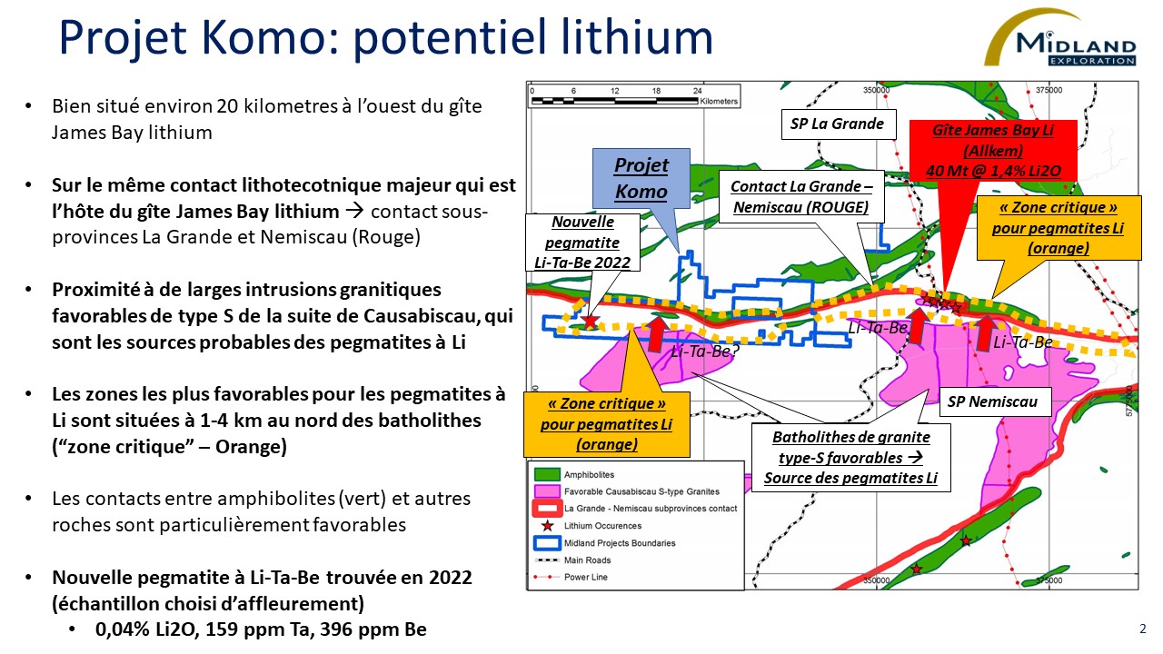 Figure 2 Projet Komo potentiel lithium