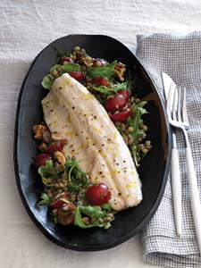 Trout with Grape and Lentil Salad