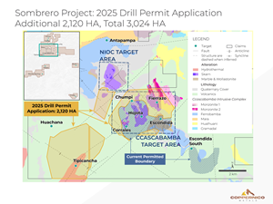 Coppernico Files Expanded Drill Permit at its Copper-Gold Sombrero Project in Peru