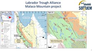 Midland and SOQUEM Report New Assay Results Up to 27.60% Cu and 0.88 g/t Au on the Malaco Mountain Copper-Gold-Rare Earth Element Zone in the Labrador Trough