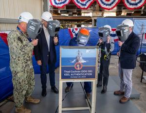 HII’s Ingalls Shipbuilding Authenticates Keel of Destroyer Thad Cochran (DDG 135)
