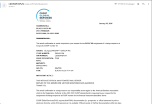 BLAQclouds, Inc. Announces Assignment of Corporate CUSIP Identifier for BLAQclouds Property Group, Inc.