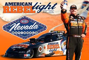 American Rebel Light Beer Featured as the Primary Sponsor on Matt Hagan’s Funny Car and John Hall’s Pro Stock Motorcycle at the 25th Annual Dodge NHRA Nevada Nationals (Oct 30–Nov 2) —National FS1 TV Coverage