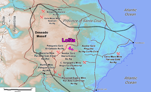 Map of Precious Metals Deposits and Mines, Santa Cruz