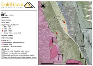 GoldHaven Confirms Anomalous Tungsten at Kuhn and Dead Goat and Identifies New Tungsten Zone at Vines Lake with up to 6,550 ppm W, Magno Property