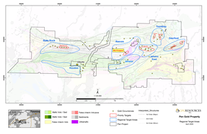 Figure 1: Plan Map of Regional Targets on the Pen Gold Project