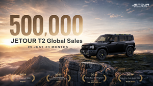 JETOUR T2 Surpasses 500,000 Global Sales in 33 Months, Leading the Global Boxy SUV Segment