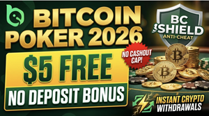 Bitcoin Poker No Deposit Bonus 2026: BC Poker Offers $5 Free With No Cashout Cap, BC Shield Anti-Cheat Protection, and Instant Crypto Withdrawals