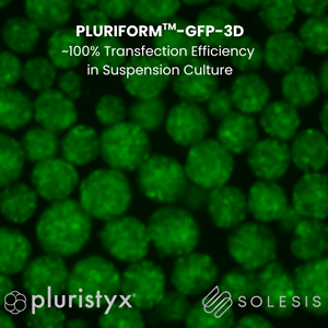 Pluristyx and Solesis Launch First-of-its-Kind PluriForm™-GFP-3D Transfection Kit, Solving Critical Bottlenecks in Suspension Culture Transfection