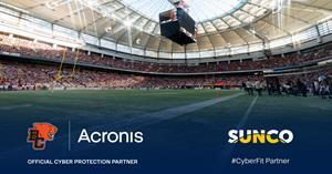 Acronis Announces New #TeamUp Partnership in Canada with the BC Lions Supported by Sunco
