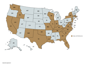 US States with Kona Gold Distribution May 17