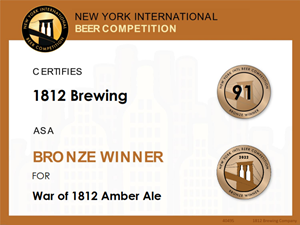 1812 Brewing Company’s War Of 1812 Amber Ale Brings Home Another Medal 