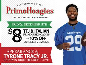 Tyrone Tracy Jr. Joins PrimoHoagies Allendale for Exclusive Appearance