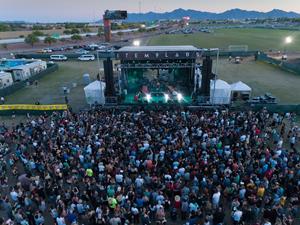 Aerial view of On the Grass Music Festival in Phoenix, Arizona.