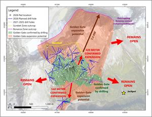 Goliath Intercepts Up To 10.32 g/t Au Over 6.00 Meters Within The New 320 Meter Expansion Area Of Golden Gate Zone To The Northeast, Remains Open, On High-Grade Gold Surebet Discovery, Golden Triangle, B.C.